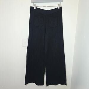 J Crew Sailor Sweater Trouser Pants Black Womens Medium Tencel Lyocell Wide Leg